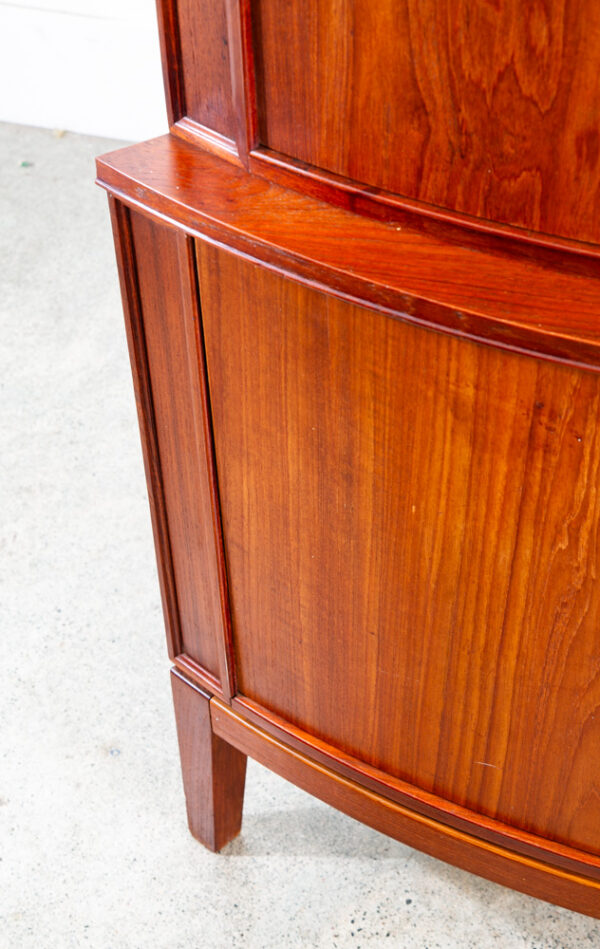 Mid Century Danish Modern Corner Cabinet Unit Teak Round Front 2 Tier Locking - Image 11