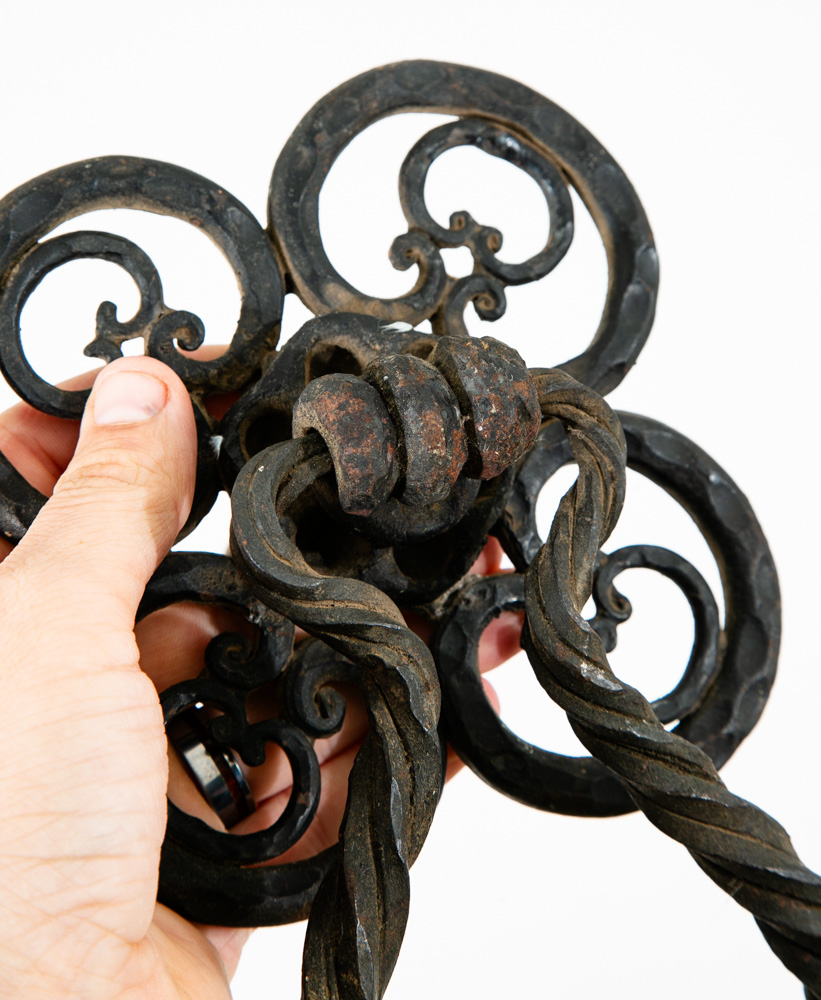Mid Century Modern Gothic Door Knocker Heavy Cast Iron Mcm Texture Black Antique - Image 12