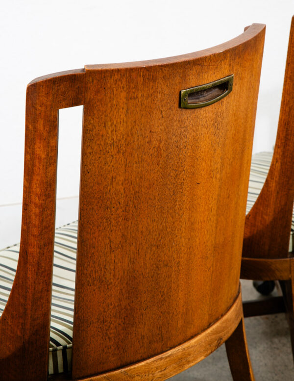 Mid Century Modern Dining Chairs Set 4 Walnut Rolling Vintage Casters X frame - Image 10