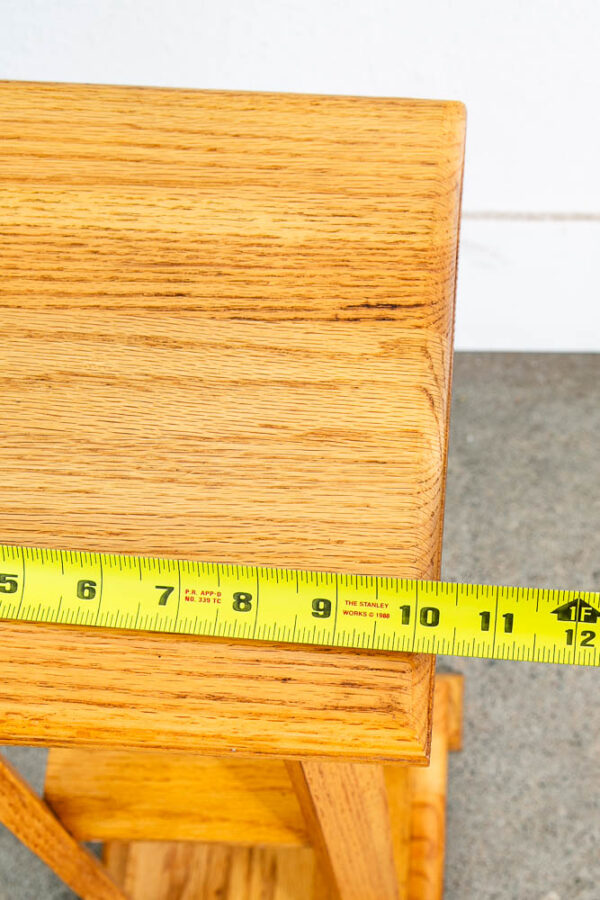 Mid Century Modern Solid Oak Pedestal Plant Stand Shelf Square Vintage - Image 10