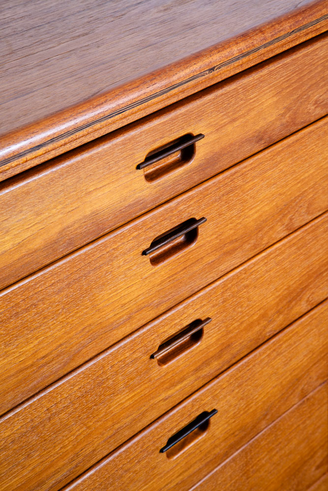 Mid Century Danish Modern Gentlemans Chest Dresser 7 Drawer Teak Shelf Denmark - Image 10