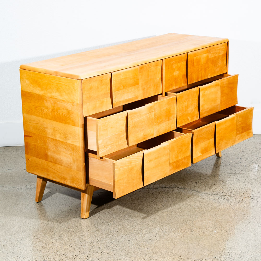 Mid Century Modern Dresser 6 Drawer Heywood Wakefield Sculptura Blonde Vintage - Image 5