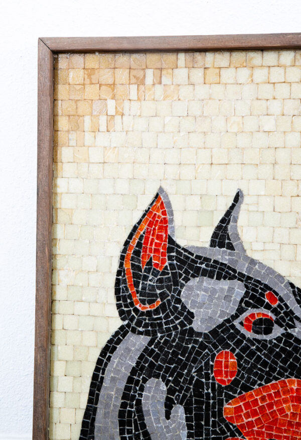 Mid Century Modern Studio Ceramic Tile Original Art Mosaic Pinscher Dog Portrait - Image 4