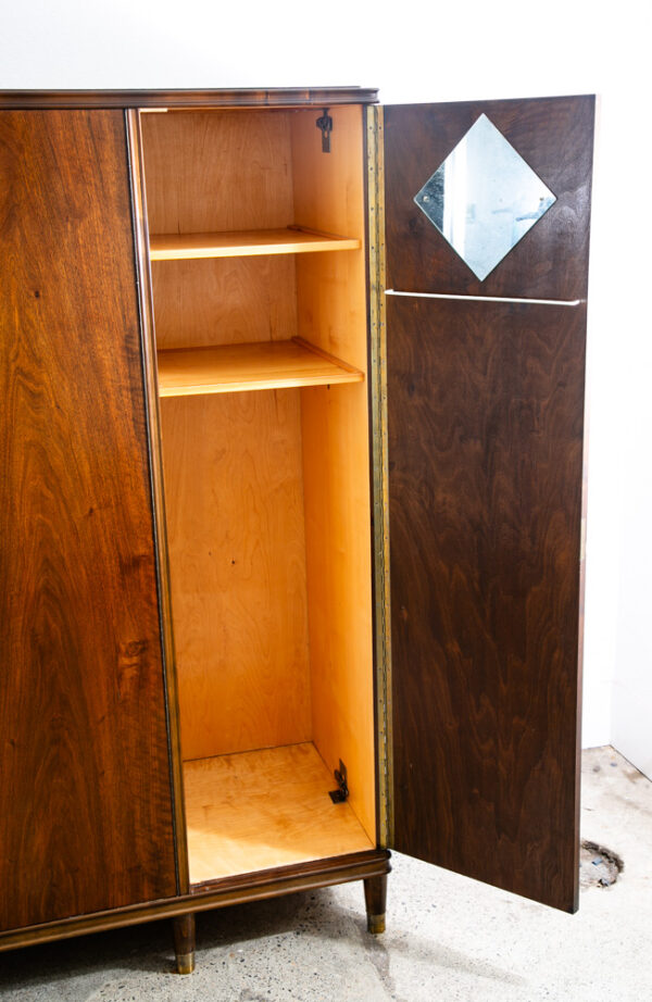 Mid Century Danish Closet Cabinet Armoire Walnut Locking Wardrobe Denmark Drawer - Image 4
