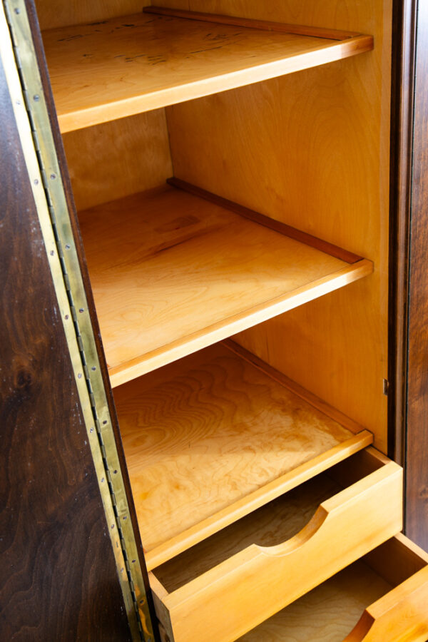 Mid Century Danish Closet Cabinet Armoire Walnut Locking Wardrobe Denmark Drawer - Image 11