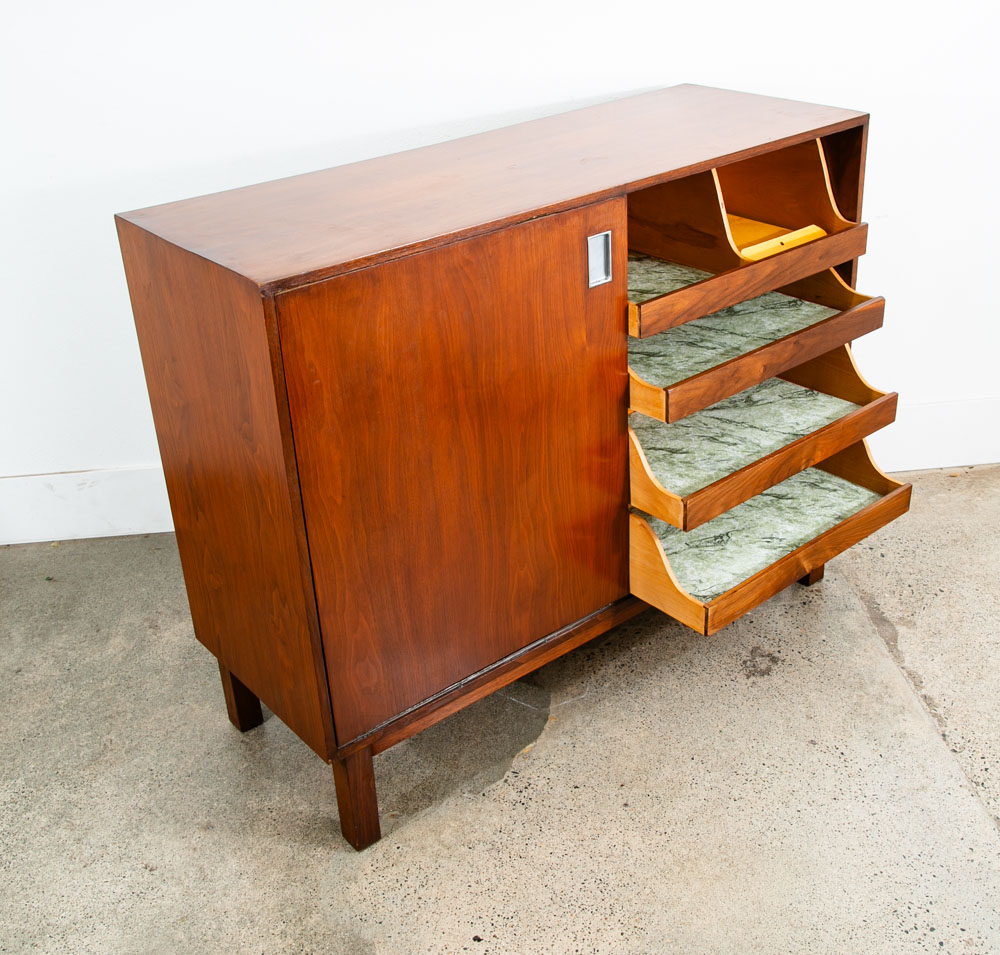 Mid Century Modern Credenza Cabinet Walnut Sliding Doors Storage Media Wood Mcm - Image 8