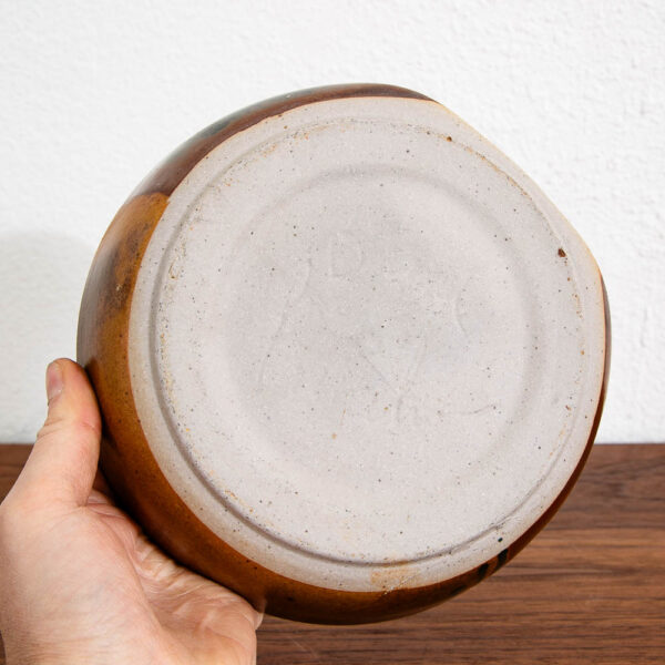 Mid Century Modern Studio Pottery Chip and Dip Dish Bowl Signed Bruce Larrabee - Image 3