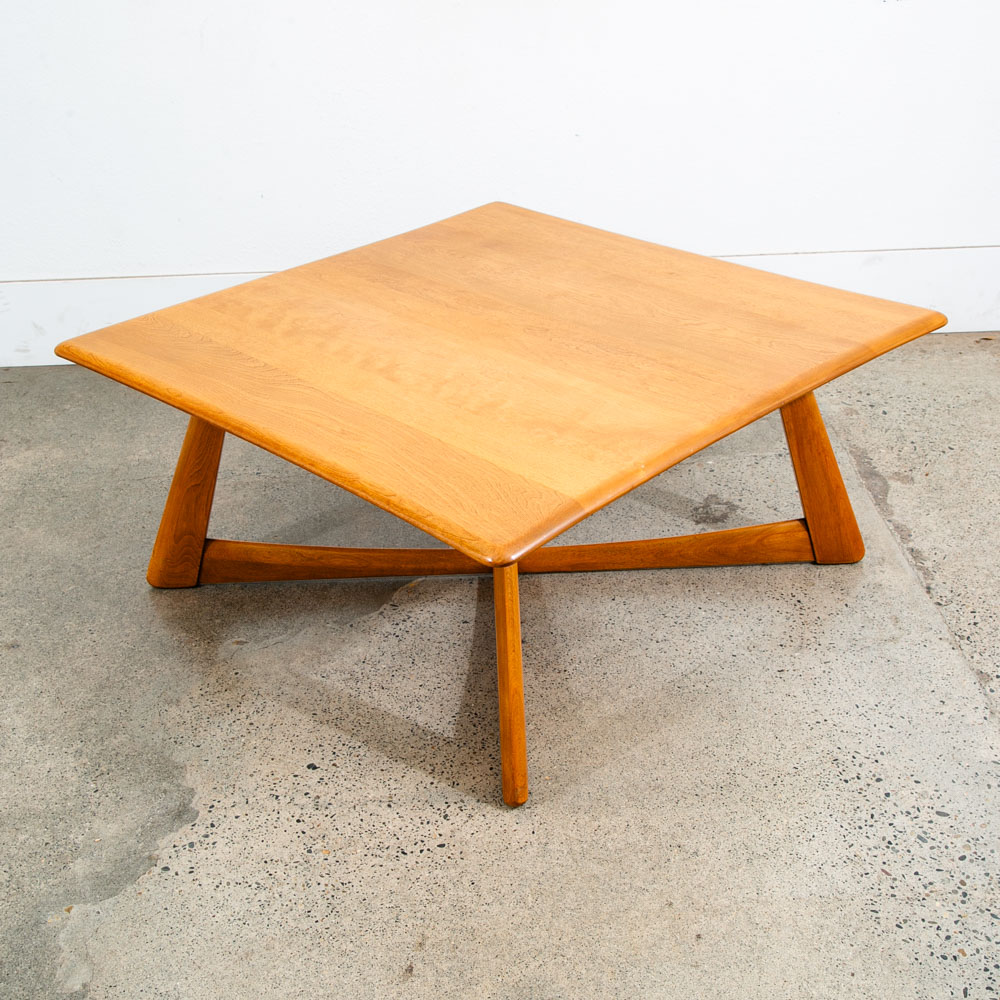 Mid Century Danish Modern Coffee Table Heywood Wakefield Square Maple MCM Mint