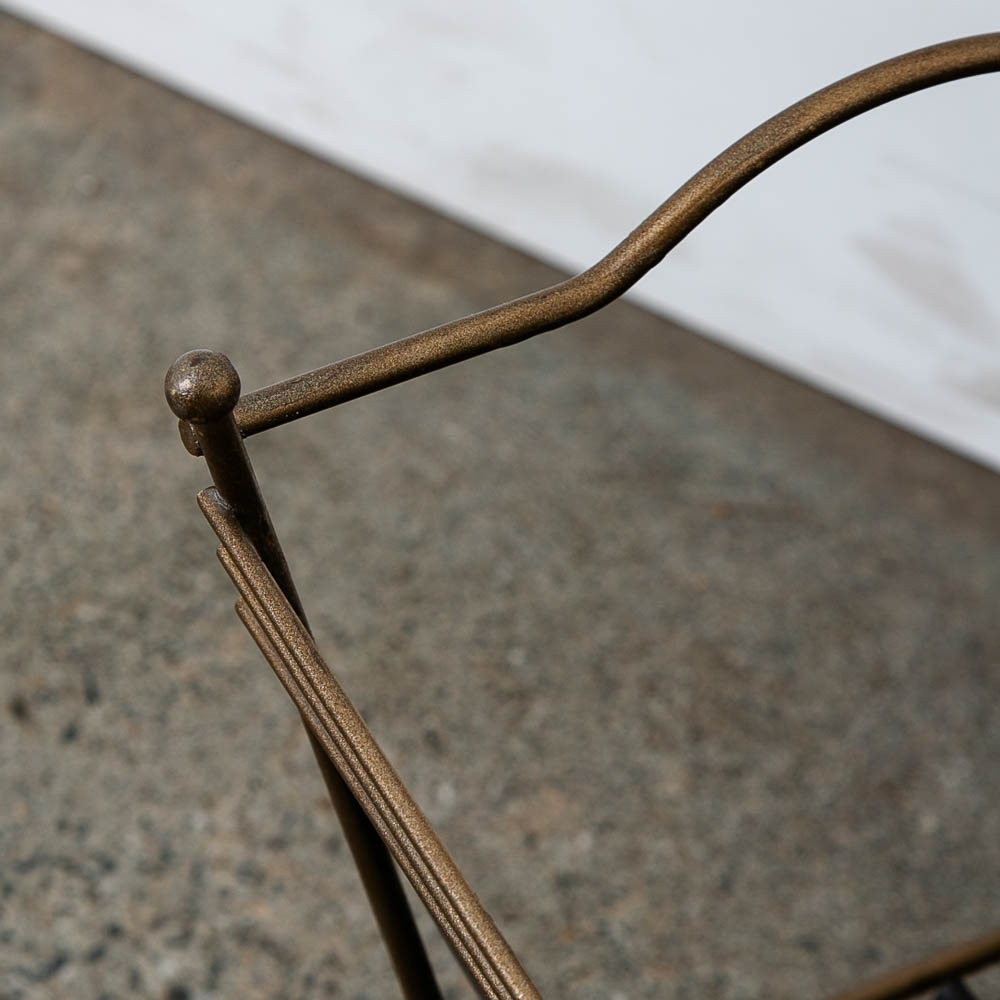 Mid Century Modern Magazine Rack Modernist Iron Black Metal With Brass Frame Vintage - Image 5