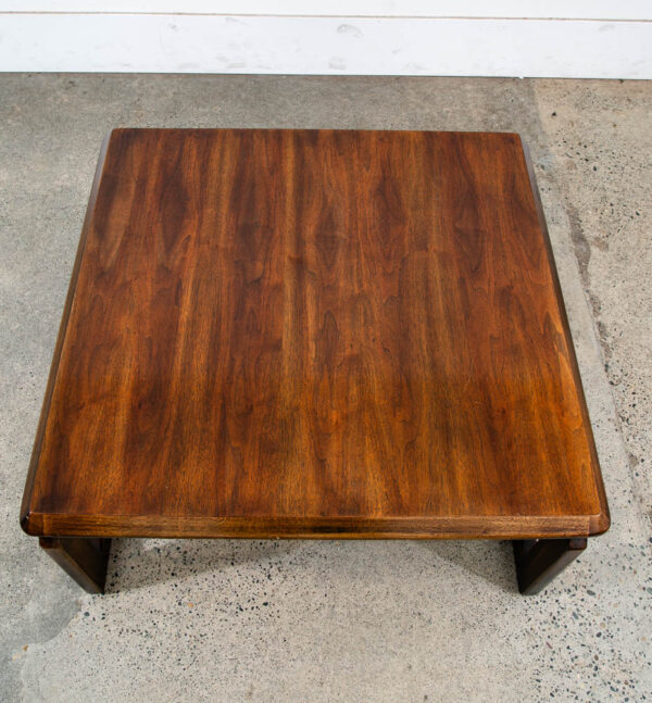 Mid Century Modern Coffee Table Lane Walnut Vintage Square Mcm Sled 1207 - 27 - Image 3