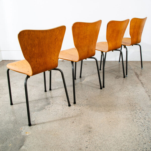 Mid Century Danish Modern Dining Chair Set 4 Oak Bentwood 1977 MH Stahlmobler - Image 3