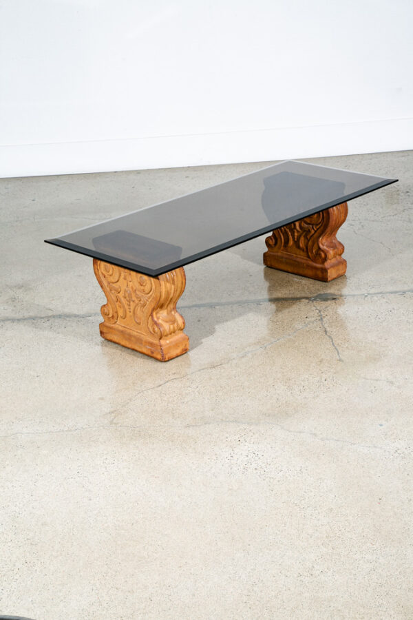 Mid Century Modern Coffee Table Smoked Glass Cement Sculptural Vintage Brown - Image 10