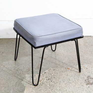 Mid Century Modern Footstool Ottoman Hairpin Legs Black Metal Square Vintage