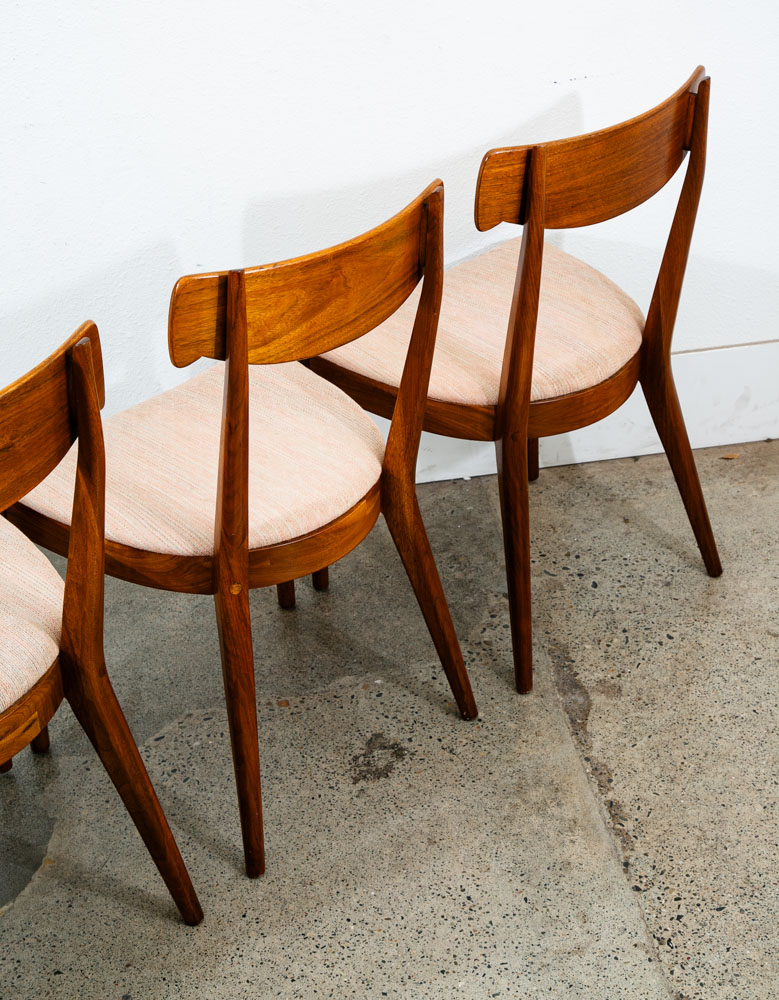 Mid Century Modern Dining Chairs 6 Drexel Declaration Kipp Stewart Peach Pink - Image 11