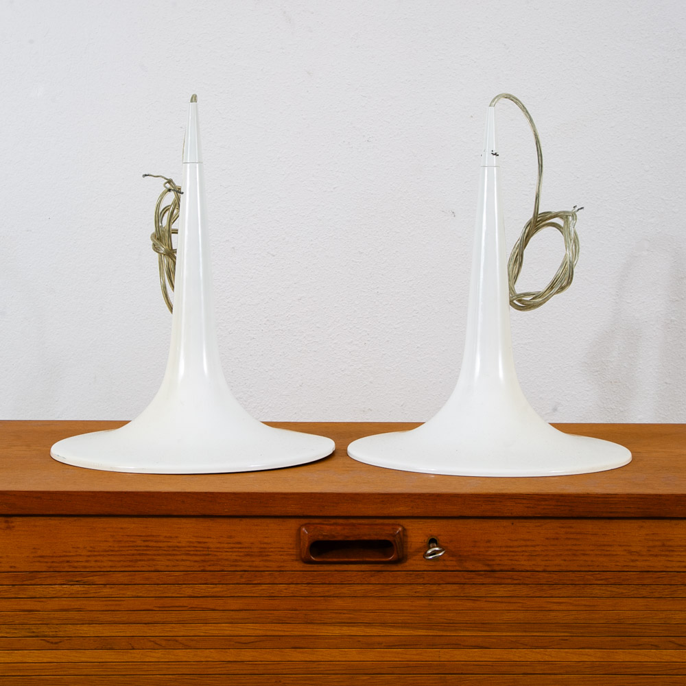 Mid Century Danish Modern Pendant Lamps Set Light Pair White Hanging Denmark Mcm