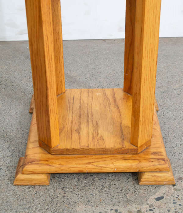 Mid Century Modern Solid Oak Pedestal Plant Stand Shelf Square Vintage - Image 7