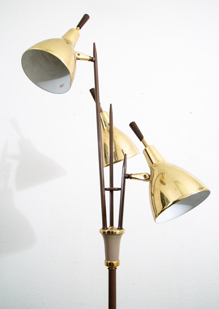 Mid Century Modern Floor Lamp Metal Brass Adjustable 3 Light Gerald Thurston Mcm - Image 6