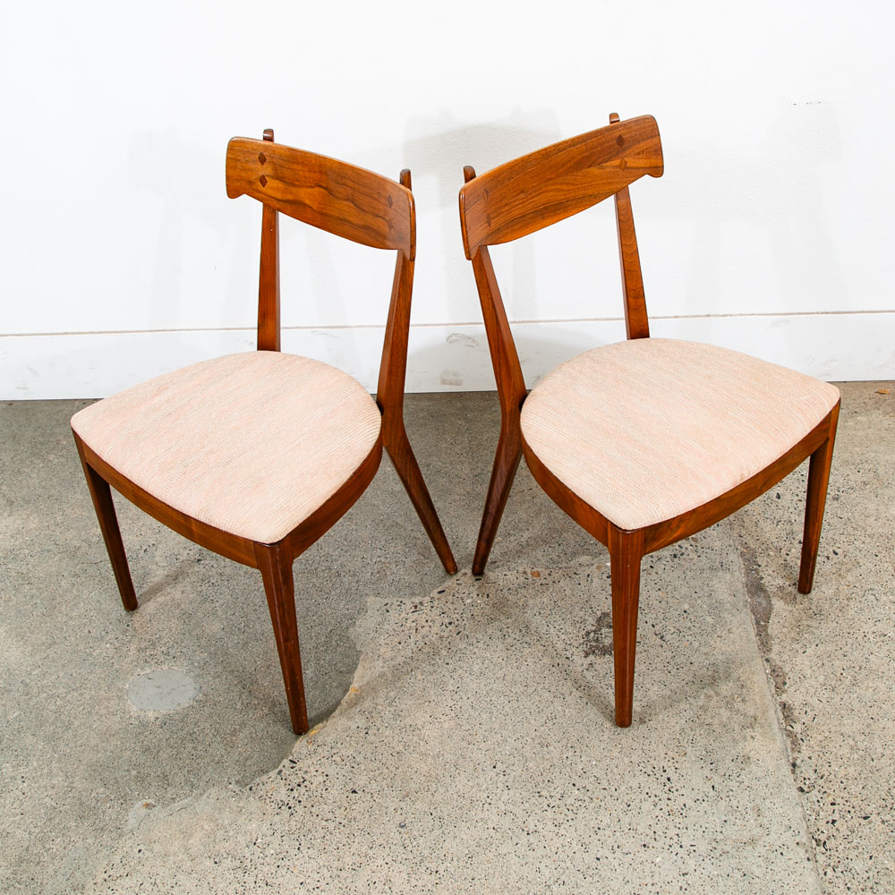 Mid Century Modern Dining Chairs 6 Drexel Declaration Kipp Stewart Peach Pink - Image 6