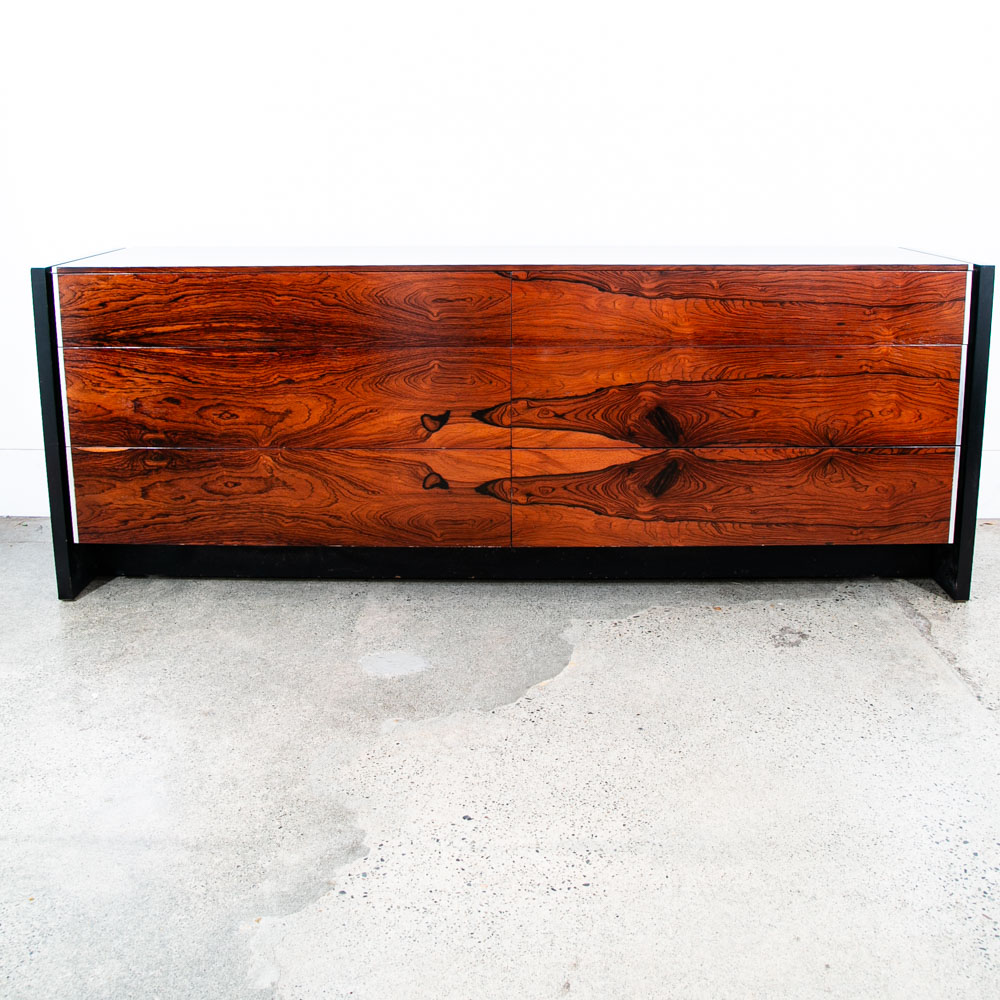 Mid Century Modern Credenza Dresser Rosewood 6 Drawer Black Glenn of California - Image 2