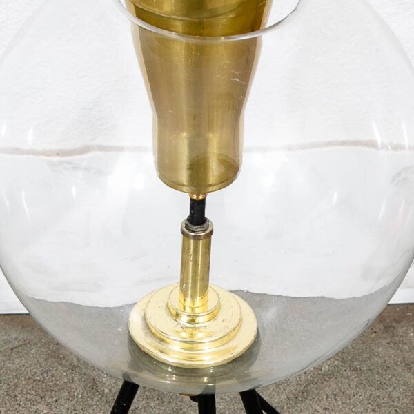 Mid Century Modern Glass Orb Lamp Original Brass Legs Sofa Round Black Atomic - Image 3