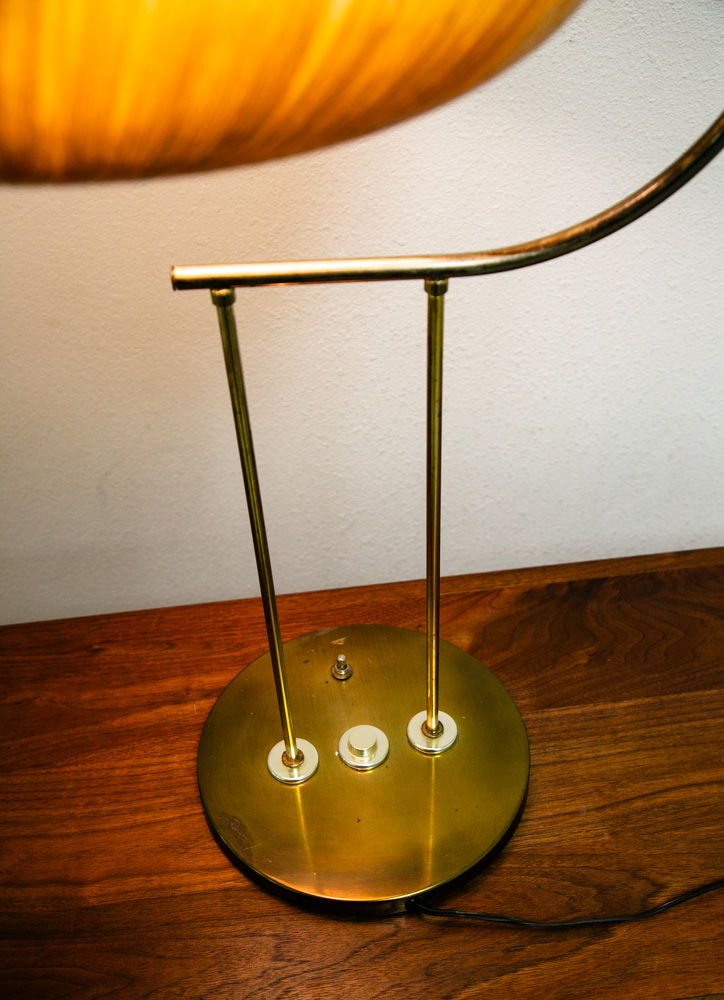 Mid Century Modern Table Lamp Brass Light Gold Harvey Guzzini Italian Round Mcm - Image 12