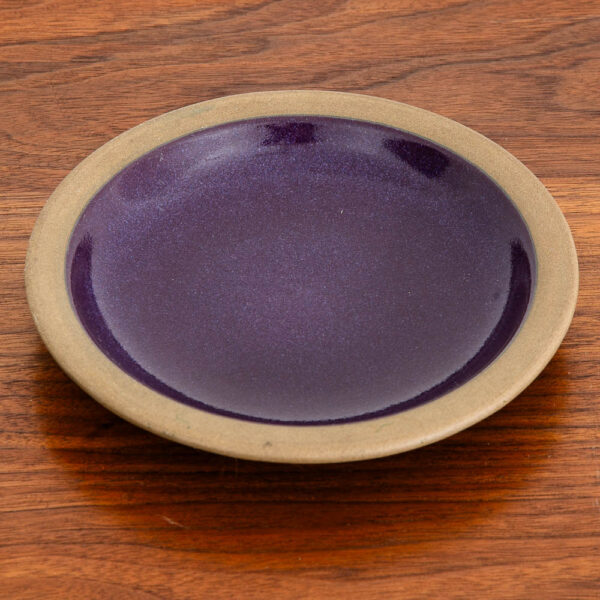 Mid Century Modern Heath Ceramics Bread Plate Purple Glaze Rim Line 7.5"