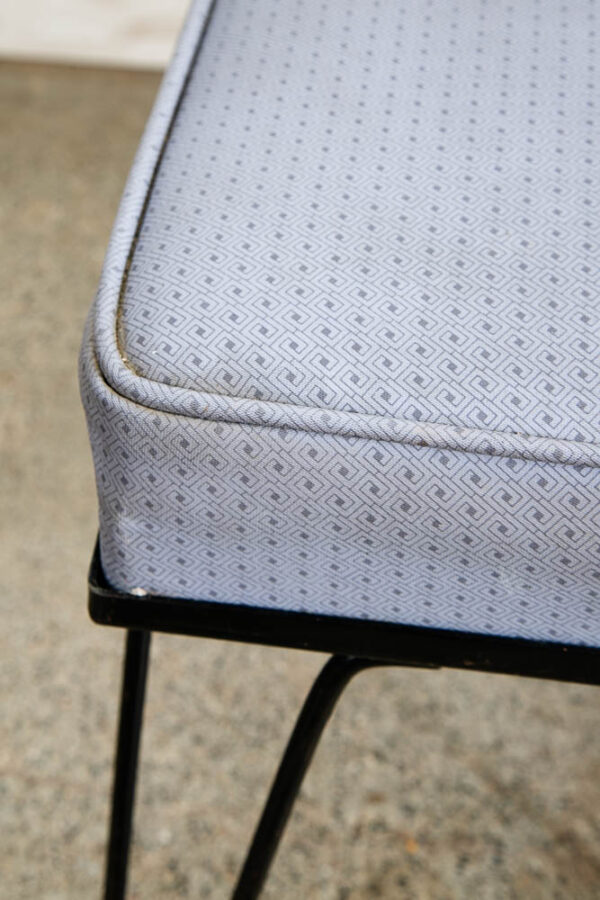 Mid Century Modern Footstool Ottoman Hairpin Legs Black Metal Square Vintage - Image 7