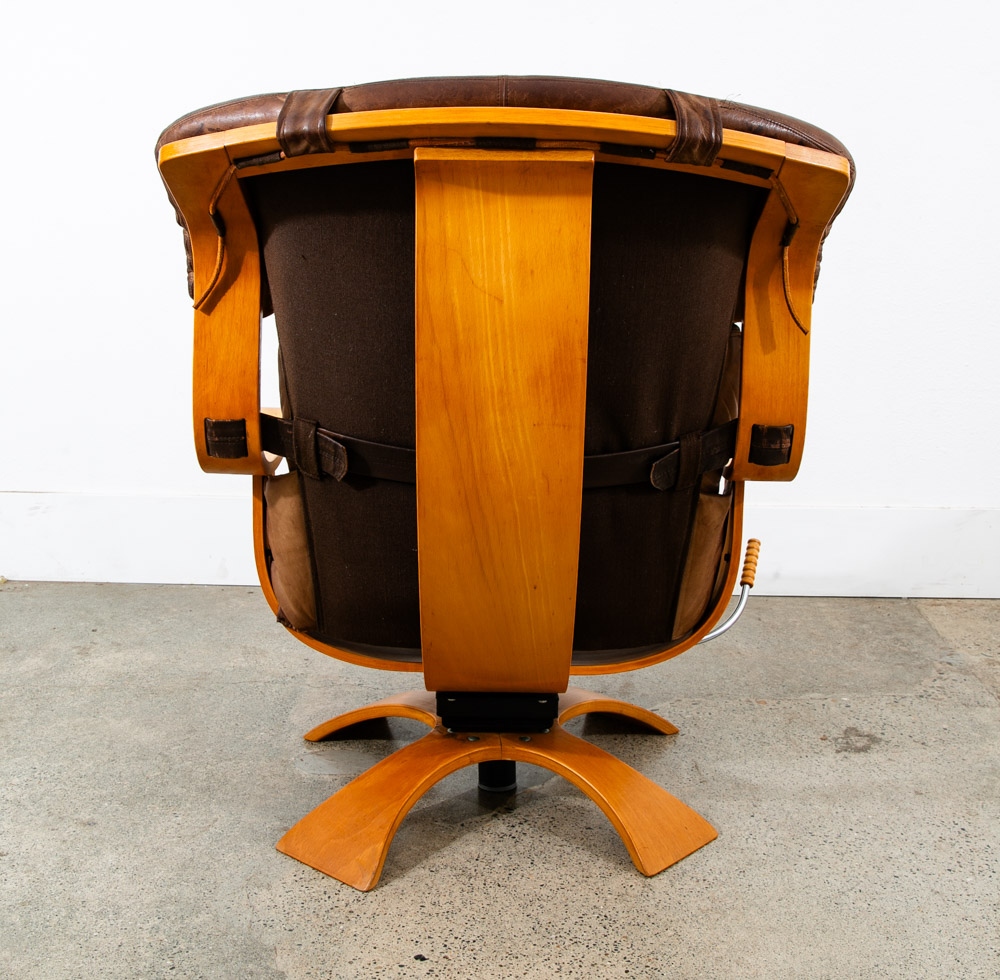 Mid Century Danish Modern Lounge Chairs Swivel Brown Leather Ake Fribytter Nelo - Image 10