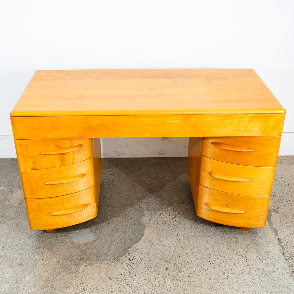 Mid Century Modern Desk Blonde Solid Maple Wood Heywood Wakefield Drawers Mcm 2 - Image 9