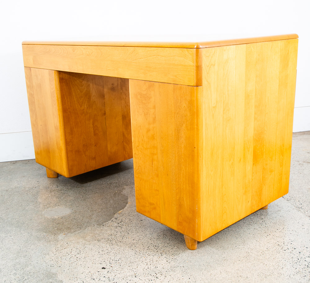 Mid Century Modern Desk Blonde Solid Maple Wood Heywood Wakefield Drawers Mcm 2 - Image 4