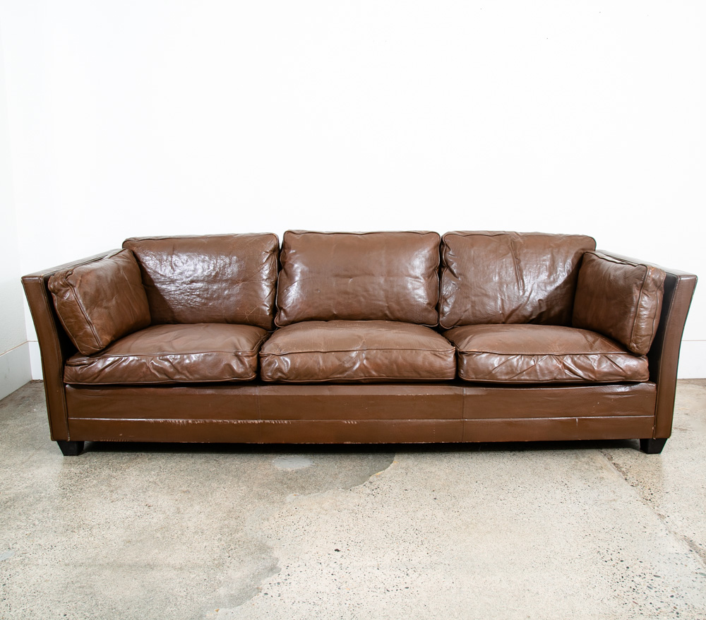 Mid Century Danish Modern Sofa Couch 3 Seater Mogens Hansen Leather Dark Brown - Image 2