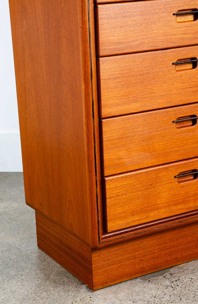 Mid Century Danish Modern Gentlemans Chest Dresser 7 Drawer Teak Shelf Denmark - Image 9