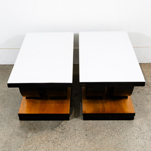 Mid Century Modern Side Tables End Nightstands Art Deco White Black Low Console - Image 8
