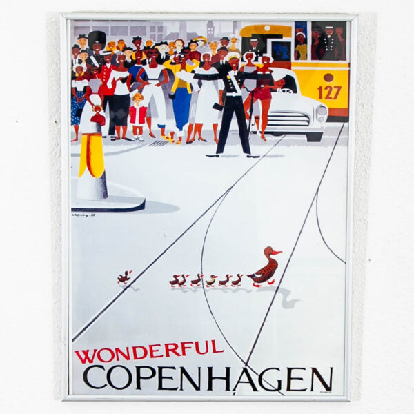 Mid Century Modern Art Wonderful Copenhagen City Framed Signed 59/260 Vintage Print