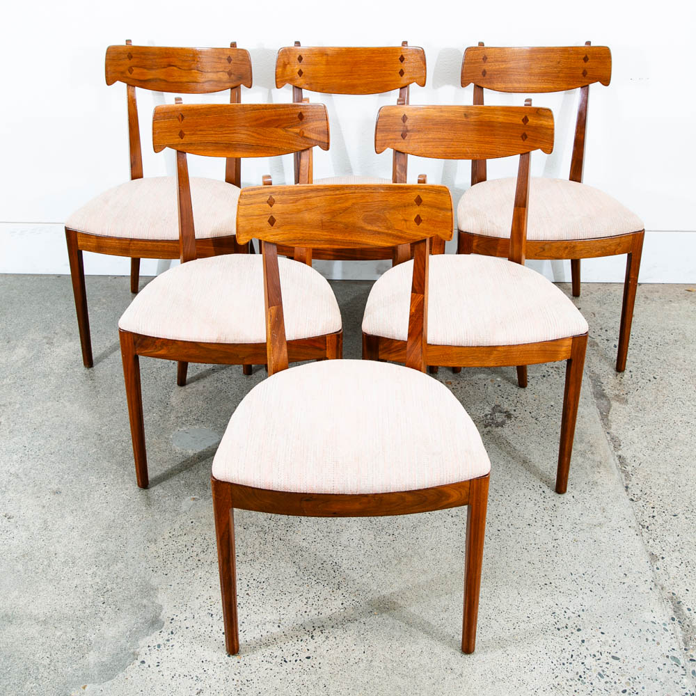 Mid Century Modern Dining Chairs 6 Drexel Declaration Kipp Stewart Peach Pink