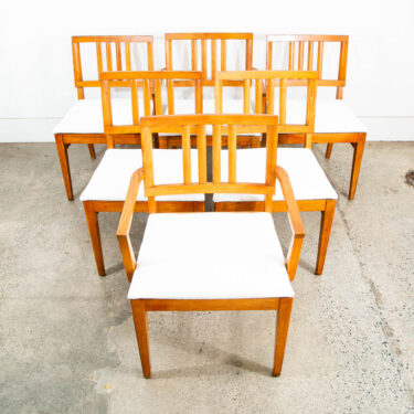 Mid Century Modern Dining Chairs Set 6 Solid Oak White Armchairs Captain Vintage