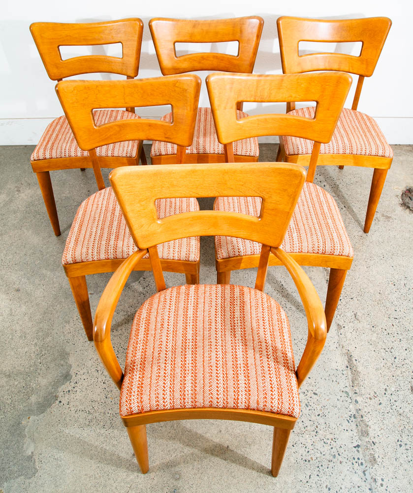 Mid Century Modern Dining Chairs Set 6 Heywood Wakefield Dog Bone Armchair Mcm - Image 2
