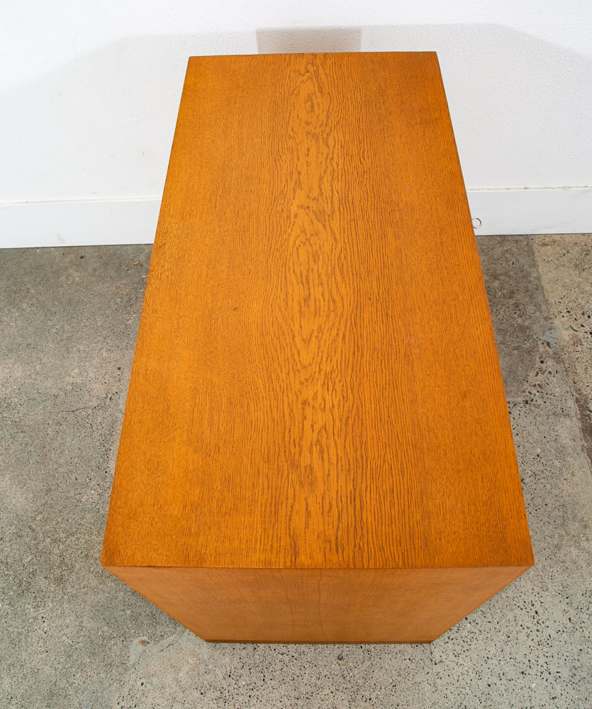 Mid Century Modern Cabinet Roll Up Tambour Door Wood 14 Drawers Storage Oak Vamo - Image 7