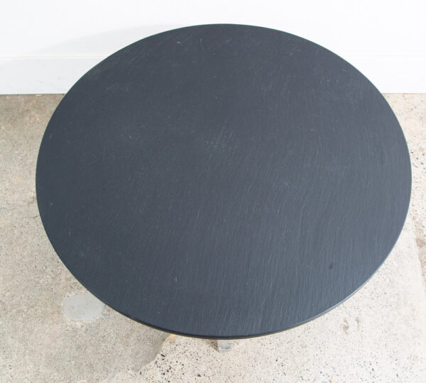 Mid Century Modern Coffee Table Round Chrome Slate Stone Top Vintage 4 Star Mcm - Image 6