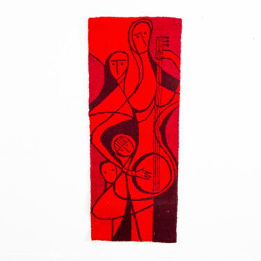 Mid Century Modern Tapestry Wall Hanging Red Wool Music Abstract Pop Art Large