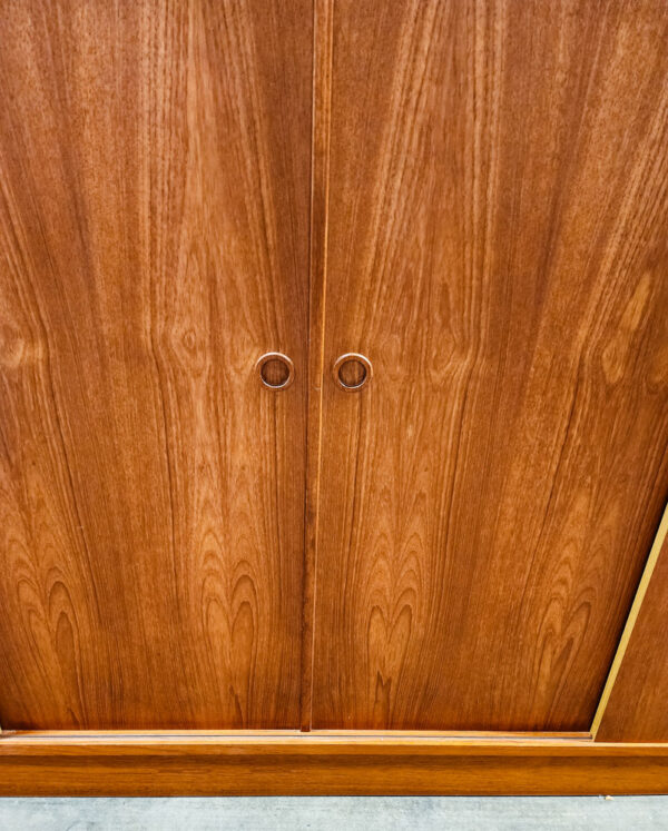 Mid Century Danish Closet Cabinet Armoire Teak Credenza Wardrobe Denmark Sliding - Image 8