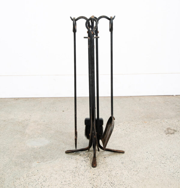 Mid Century Modern Fireplace Tool Modernist Cast Iron Black Mcm Vintage Wood - Image 4