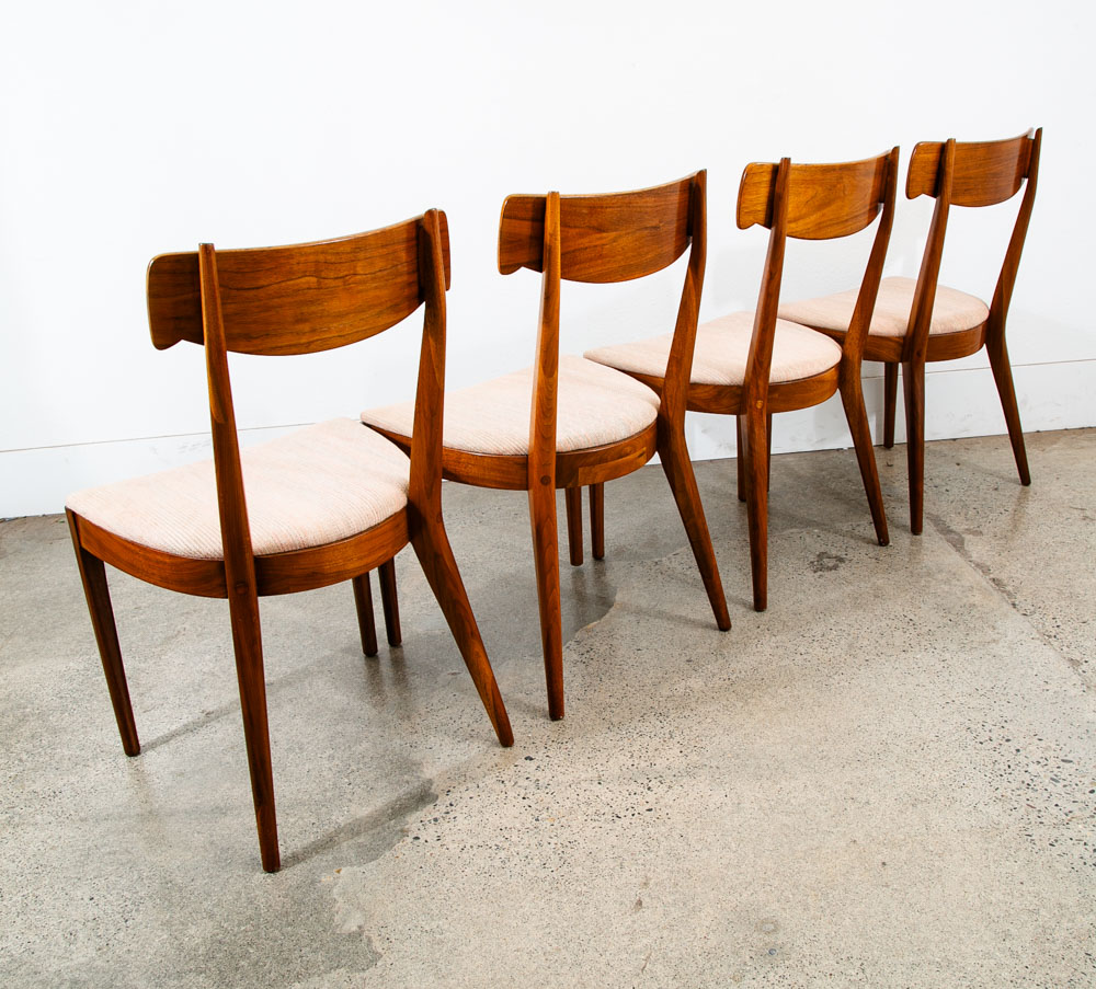 Mid Century Modern Dining Chairs 6 Drexel Declaration Kipp Stewart Peach Pink - Image 4