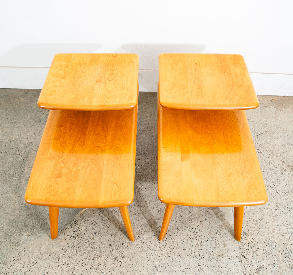 Mid Century modern Nightstands End Side Tables Heywood Wakefield Step Up Blonde - Image 5