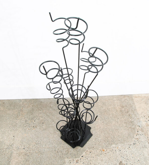 Mid Century Modern Wine Rack Arthur Umanoff Iron Free Standing Sculptural Spiral - Image 4