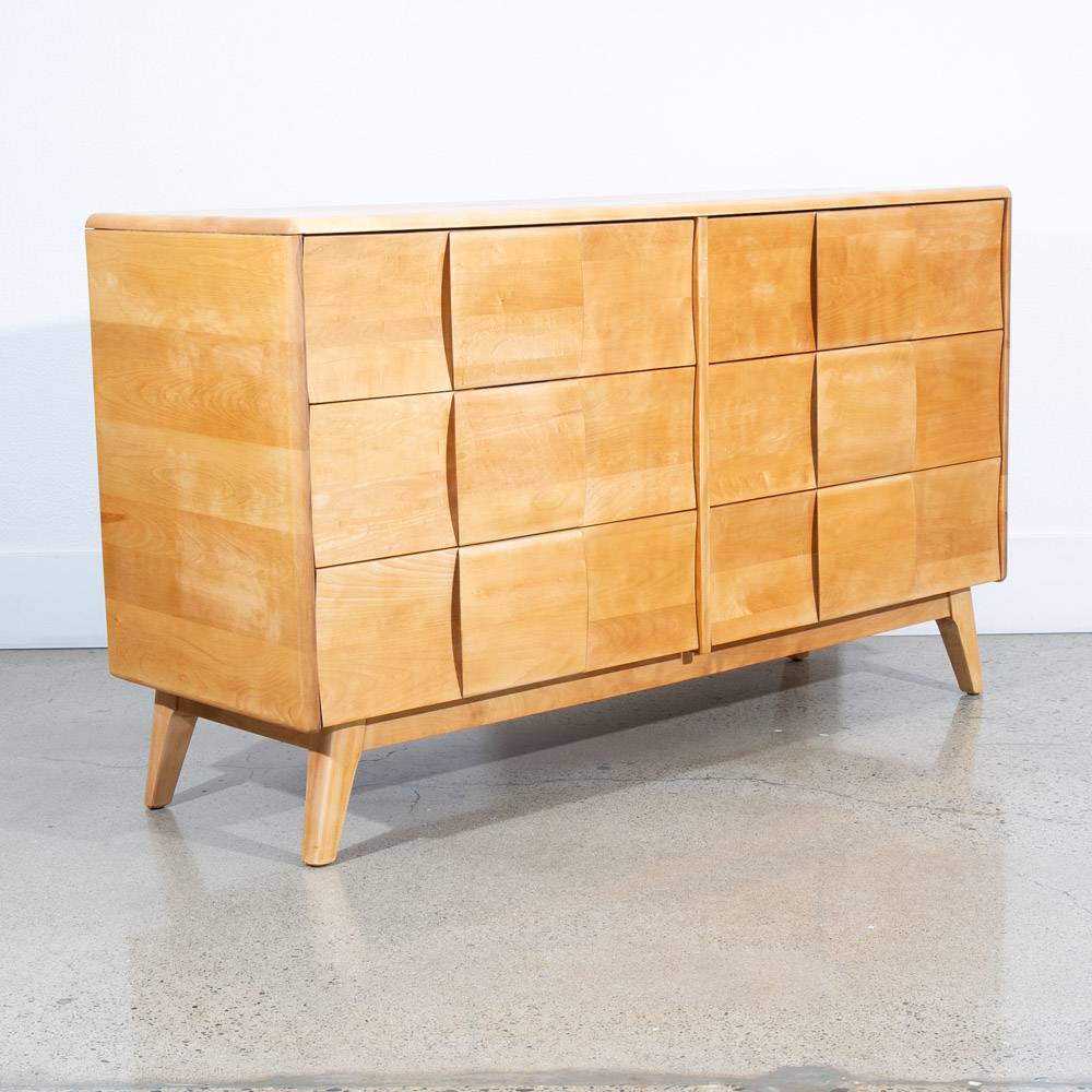 Mid Century Modern Dresser 6 Drawer Heywood Wakefield Sculptura Blonde Vintage