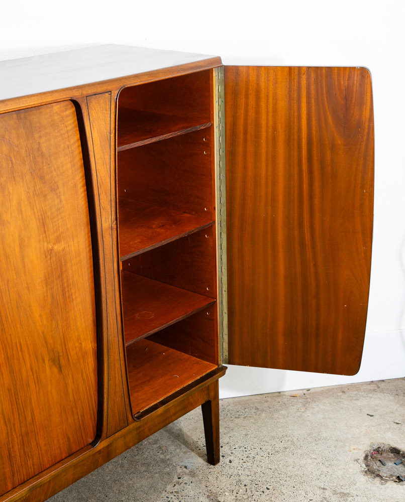 Mid Century Danish Modern Credenza Walnut Sideboard Locking Drawers Cabinet Key - Image 6