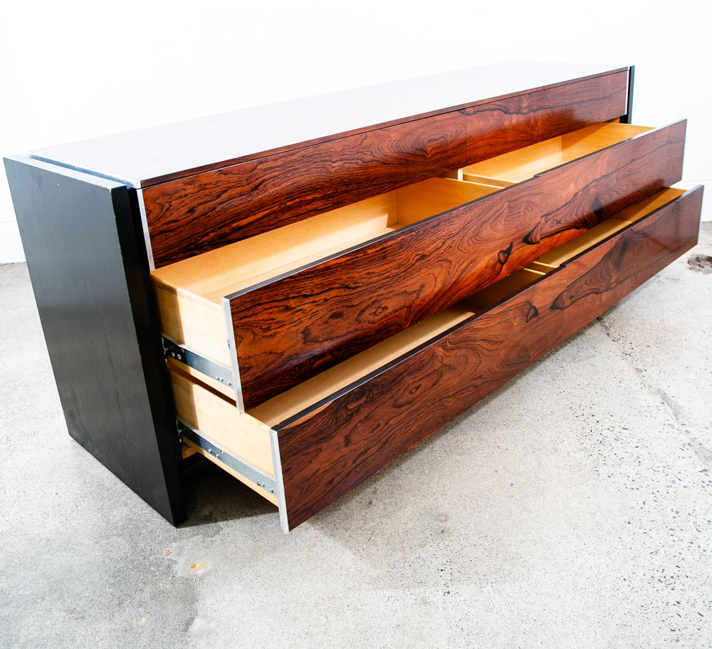 Mid Century Modern Credenza Dresser Rosewood 6 Drawer Black Glenn of California - Image 4