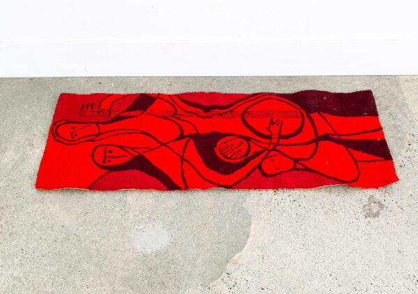 Mid Century Modern Tapestry Wall Hanging Red Wool Music Abstract Pop Art Large - Image 2