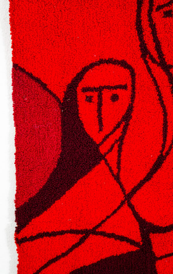 Mid Century Modern Tapestry Wall Hanging Red Wool Music Abstract Pop Art Large - Image 11